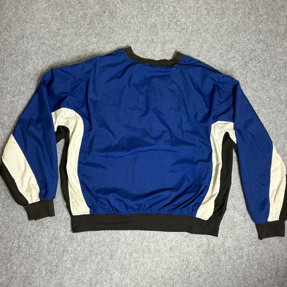 Vintage Bike Mens XL Windbreaker Pullover V-Neck Colorblock Blue Black White - Picture 2 of 6